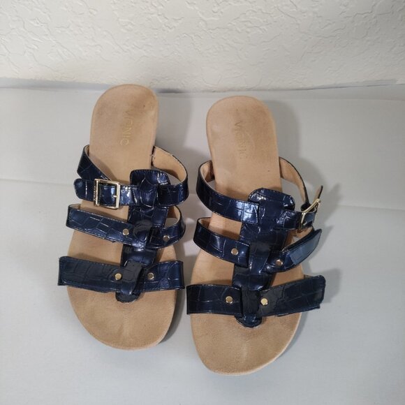 Vionic Womens T Strap‎  Wedge Sandals Size 9 Blue - Picture 1 of 8